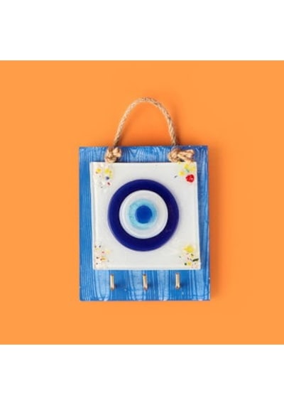 Deco Nazar Anahtar Askısı - Mavi - 15 Cm
