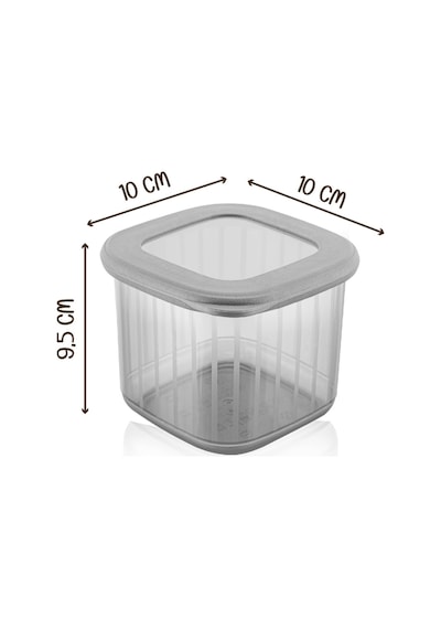 Vienev Etketli Poly Kapak 0.55 L Saklama Kabı Antrasit - Beyaz 9'lu Antrasit - Beyaz