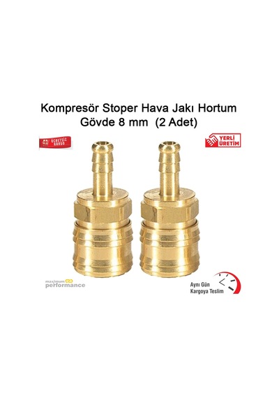 Kompresör Stoper Hava Jakı Hortum Gövde 8 MM 2 Adet