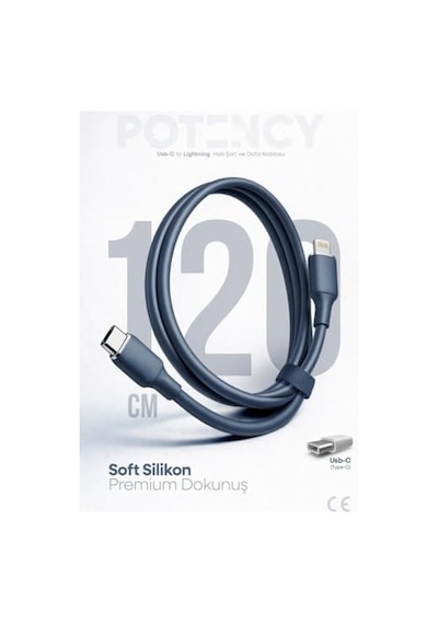 30w Potency Type-c To Lightning İle Uyumlu Isıya Dayanıklı Hızlı Şarj Ve Data Kablosu 1.2m Siyah