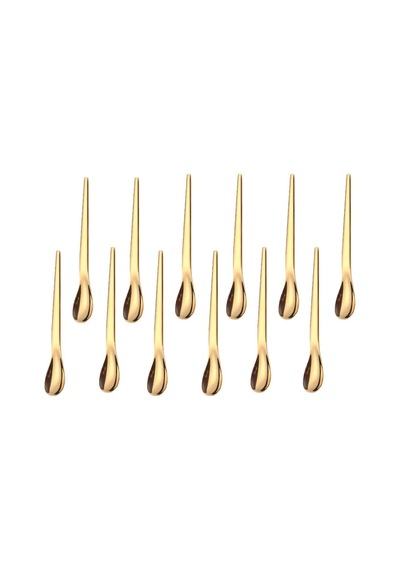 304 Çelik 12 Adet Gold Lüx Modern Çay Kaşığı Kahve Fincan Kaşığı Cin581sr-12x Altın