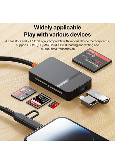8in1 Multi Girişli Çevirici Adaptör Lightning / Type-c To Usb A/