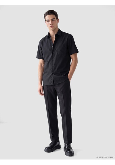 Lcw Busıness Siyah Regular Fit Armürlü Erkek Gömlek