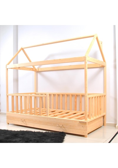 Markaawm Markaawm Montessori Çocuk Yatak Yavrulu Çekmeceli 90X190 Karyola Akçaağaç
