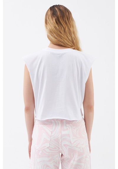 LOFT Crop Kadın Tshirt K.kol Lf2031528 Q1.v1 Beyaz