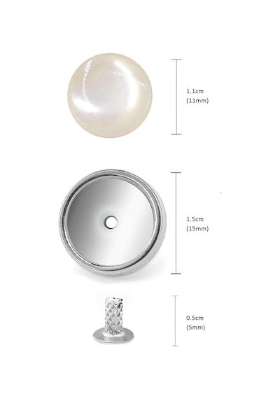 20 Adet Yarım Yuvarlak 15mm İnci Çakma Rivet