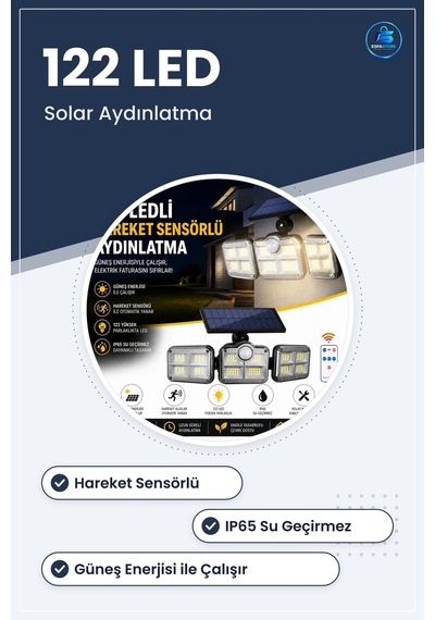 Solar Hareket Sensörlü Dış Mekan Duvar Ve Bahçe Lambası Güneş Ene