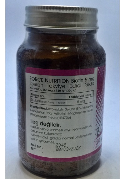 Force Nutrition Biotin 5 Mg 120 Tablet