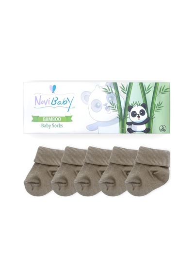 Novibaby 5'li Bambu Yenidoğan Bebek Çorabı I Beige I 0-6 ay "Karışık Renkli"