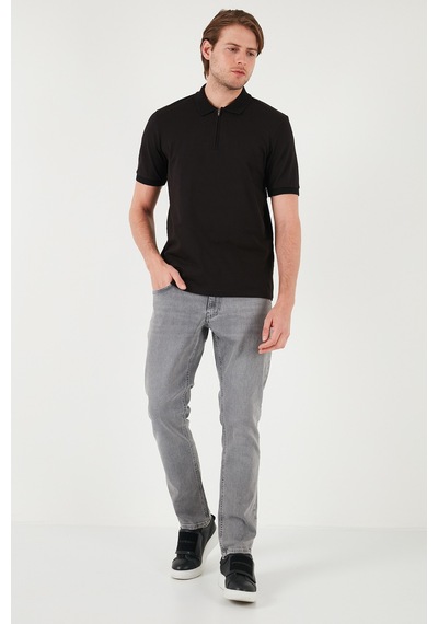 Buratti Pamuklu Regular Fit Yarım Fermuarlı Erkek Polo Yaka T Shirt 5901029 Siyah