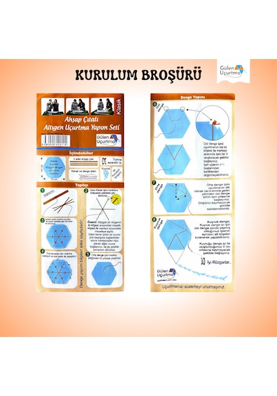 Uçurtma Yapım Seti / Naylon Altıgen / Ahşap Çıtalı / Turuncu