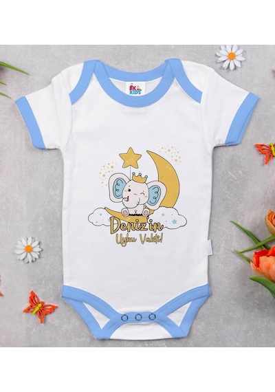 Bitmeyenkartus Bk Kids Kişiye Özel Mavi Bebek Body Zıbın - Model 131 Çok Renkli