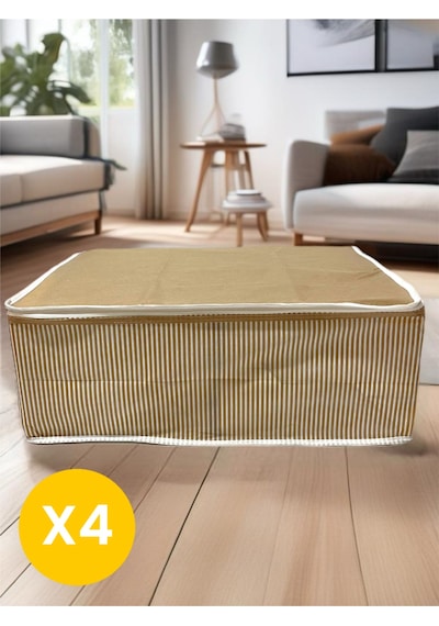 4 Adet Mini Boy Baza Altı Yastık Kazak Hurcu 45x40x30 Kumaş Kahverengi Diğer