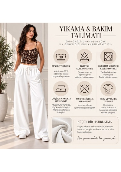 Stilzarafet Pamuk Karışımlı Bol Kesim Pantolon Beyaz