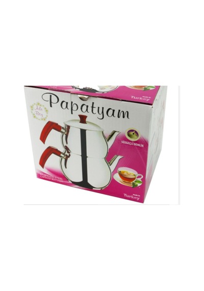 Papatyam Çelik Çaydanlık Takımı 3 Boy Mini Boy Kırmızı