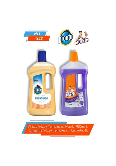 Mr. Muscle Ahşap Yüzey Temizleyici Klasik 750 ML + Konsantre Yüzey Temizleyici Lavanta 1 L