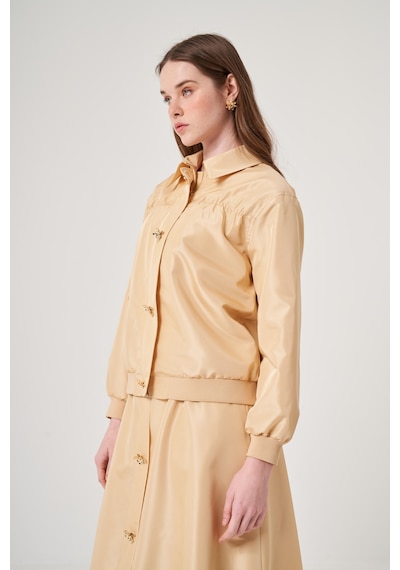 Oe25y939638 Omelya Tafta Bomber Ceket Tereyağı