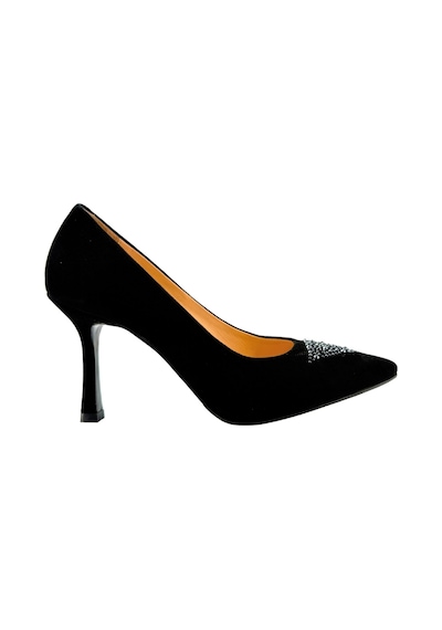 Disparita 26704 Hakiki Süet Stiletto İnce Topuk Kadın Ayakkabı Siyah Süet