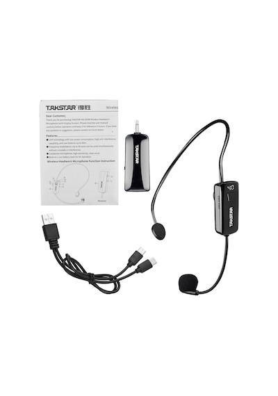Takstar Hm-200w Ekranlı Kablosuz Kafa Mikrofonu Şarj,siyah