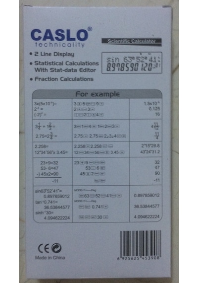 Caslo CS-82MS-B 240 Bilimsel Fonksiyonlu 12 Hane Hesap Makinesi