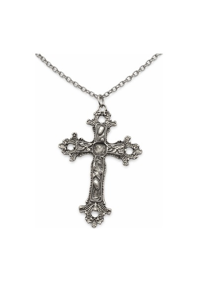 Gotik Haç Kolye Antik Görünümlü Metal Zincir Unisex 60 Cm Çok renkli