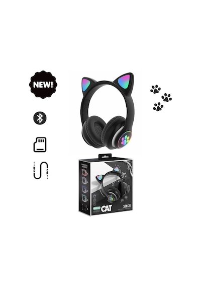 Kedi Kulaklık Kart Girişli Radyolu Bluetooth 5.0 Kulaklık Yüksek Ses Akıllı Led Işıklı Kedi Kulaklık