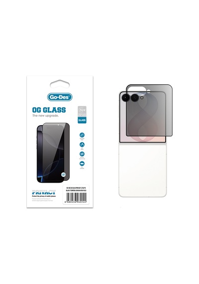 Samsung Galaxy Uyumlu Z Flip 8  Go Des Og Glass Privacy Antistatik Temperli Cam Ekran Koruyucu Siyah