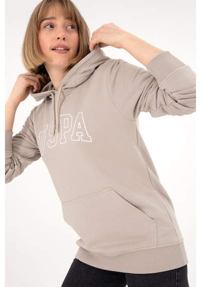 U.S. Polo Assn. Erkek Regular Fit Kapüşonlu Taş Basic Sweatshirt 50295175-VR049