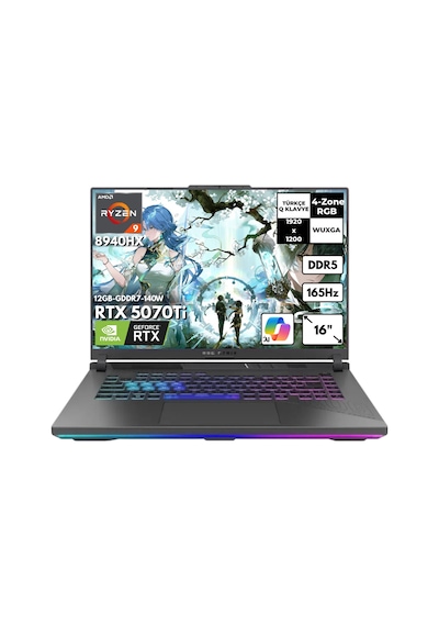 Asus Rog Strix G16 G614PR-RV052QB57 R9-8940HX 32 GB 4 TB SSD 12 GB Rtx5070Tİ16" Wuxga W10H Dizüstü Bilgisayar