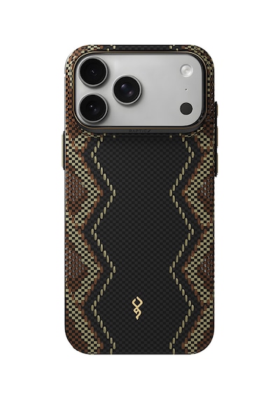 Apple iPhone Uyumlu 18 Pro Kılıf M-safe Şarj Özellikli Raptic Aramid Skin Scepter Serisi Karbon Kapak Siyah