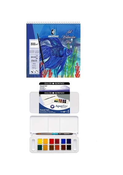 Alex Spiralli Suluboya Defteri 300 Gr 12 Yp 15x15 Cm Daler Rowney Aquafine Suluboya Set 12'li