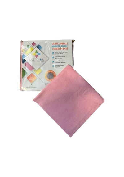 Asterion Mikrofilament Pembe Temizlik Bezi 40x40 Cm 10'lu Pembe