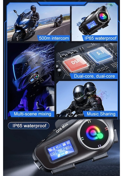 Motosiklet Kask Kulaklık Intercom Işıklı Motorsiklet Interkom Radyolu 2 Kişi Bağlantılı Intercom