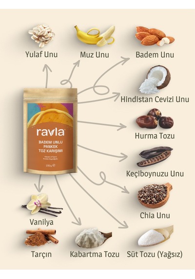 Ravla Badem Unlu Pankek Toz Karışımı 230 G