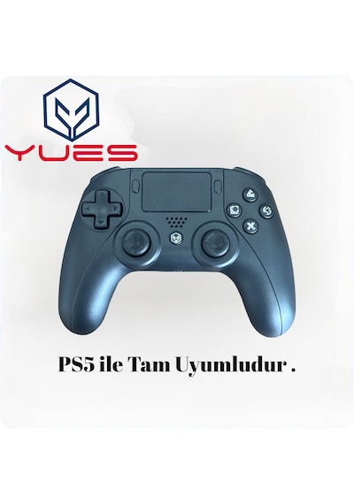 Yues Ps5 Uyumlu Dualsense Kablosuz Oyun Kolu Titreşimli, Şarjlı, Type-c Siyah 2 Yıl Garanti 1 Adet