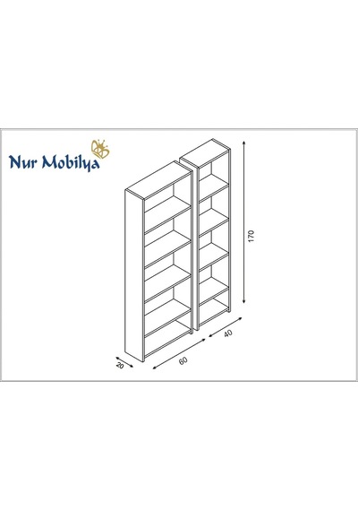 Nur Mobilya Anka 2'li Kitaplık Ceviz-beyaz Çok Renkli Nur Mobilya Anka 2'li Kitaplık Ceviz-beyaz Çok Renkli