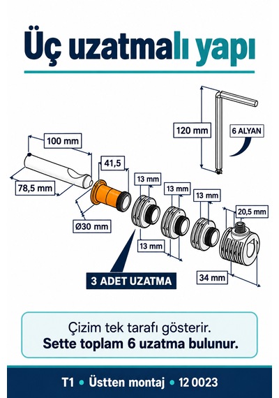 İz Yapı Gm1+3 T1 Asma Klozet Gizli Montaj Seti Üstten Montaj Üç Uzatmalı Çok Renkli