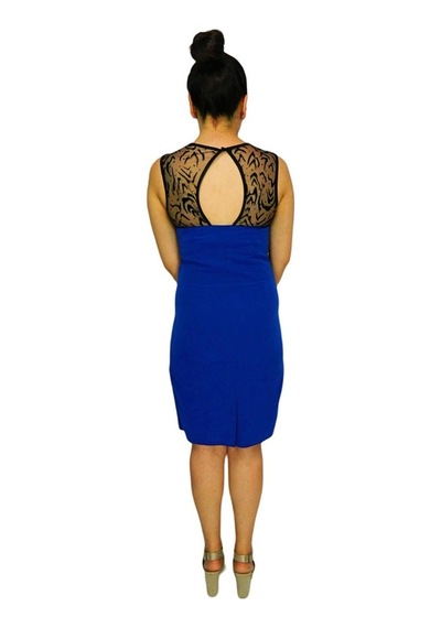Kadın Saks Abiye Elbise Prt066644
