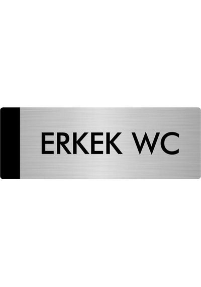 Metal Yönlendirme Levhası, Departman Kapı Isimliği Erkek Wc 10x20 Cm Gümüş Renk