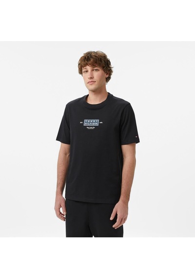 Tommy Hilfiger Erkek Normal Kesim Baskılı Pamuklu Kısa Kollu Siyah T-shirt-15051