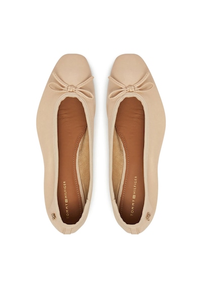 Soft Leather Ballerına Bow Babet Bej