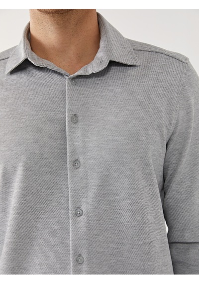 Lcw Vision Gri Slim Fit Uzun Kollu Erkek Gömlek