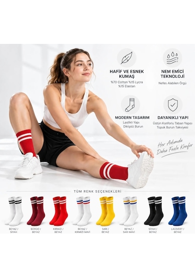 Çorap Giyim Unisex Renkli Çorap Çizgili 16'lı Set Uzun Soket Günlük Spor Kolej Stil Rahat Kadın Erkek Çorabı Çok Renkli
