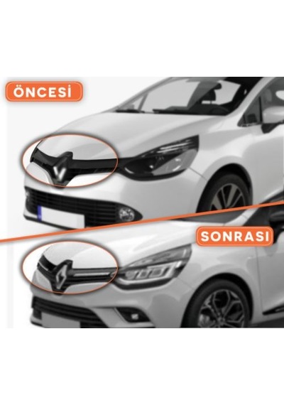 Renault Clio 4 Hb Krom Ön Panjur 2 Parça 2012 ve Üzeri (00) (ŞüsCarOto Aksesuar)