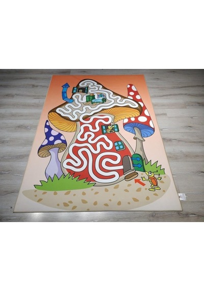 Doğuş 3Boyutlu Halı 3D-918 Mantar Ev 140X200Cm Çocuk Halısı Çok Renkli