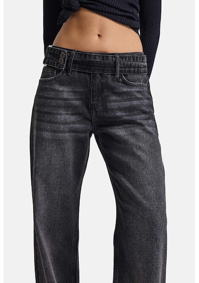 Kadın Koyu Füme 2w6-1 Straight Fit Kemer Detaylı Tasarım Denim Jean