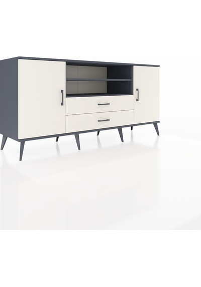 Hyperion Konsol 4 Raflı 2 Çekmeceli 2 Kapaklı 176x44x83 Antrasit-aytaşı Aytaşı
