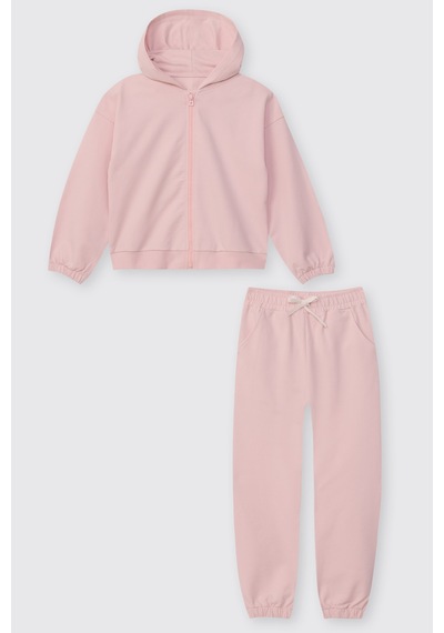 Panço Kız Çocuk Kapüşonlu Pembe Eşofman Takımı 2621gk17008