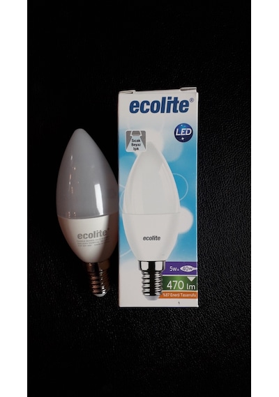 Ecolite 5Li Paket 5W E14 4000K Sıcak Beyaz Işık Led Buji Ampul