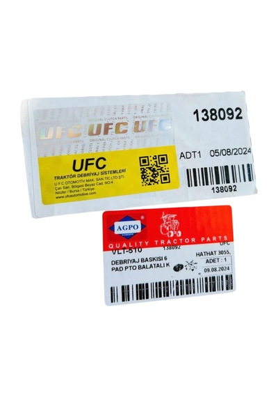 Hattat 3055-3065-3080 Debriyaj Baskısı 6 Pad Pto Balatalı Kit Ufc Marka